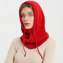 3 Pcs Winter Ear Neck Protection Hooded Pullover Beanie With Drawstring