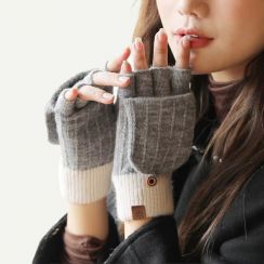 10 Prs Winter Outdoor Windproof Fingerless Flip Cover Knitted Gloves for Women