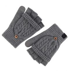 15 Prs Convertible Fingerless Mittens Jacquard Half Finger Flip Skiing Outdoor Gloves